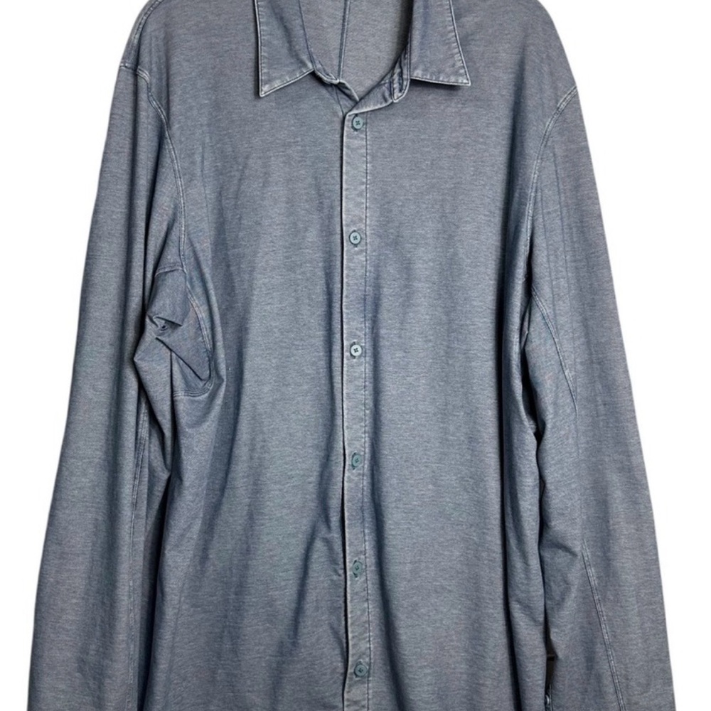 Lululemon Commission Long Sleeve Button Up Shirt River Blue Enzyme Dye